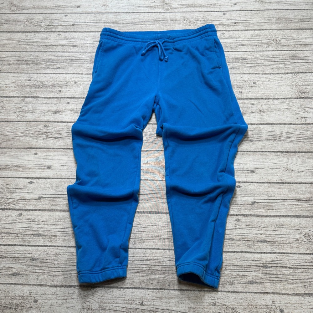 TNA Aritzia Sweatpants Women's Large Blue Airy Fleece Boyfriend Fit Athleisure